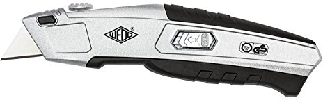 Wedo 78847 Cutter Auto-Load (3-Stufen-Vorschub 7 mm, 15 mm, 25 mm, aus Metall, auch für Linkshänder, TÜV/GS-geprüft, inkl. 5 Klingen) silber/schwarz