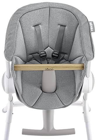 BÉABA, Coussin pour Chaise Haute Bébé, Compatible Chaise Haute Up and Down, Ergonomique, Ultra Confortable, Pratique, Facile d'entretien, Grey