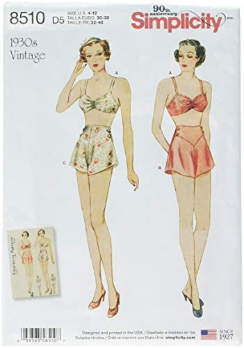 Simplicity Miss Vintage Brassiere and Panties Sewing Pattern, Paper, White, 22 x 15 x 1 cm