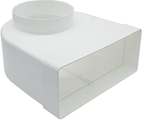 Kair 220 x 90mm to 125mm 90 Degree Elbow Plastic Duct Adaptor | Fits inside round duct pipe or flexible hose, Suitable for concealed installation