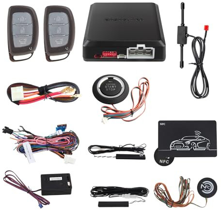 EASYGUARD EC002-HY2-NS new cool style remote control PKE Car alarm system with proximity sensor lock unlock remote engine start push start button NFC entry backup vibration alarm DC12V