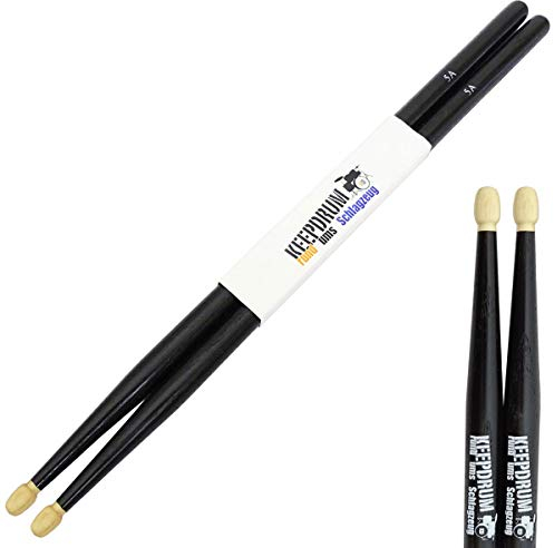 keepdrum 5A Black Hickory Drumsticks Schlagzeug-Stöcke Schwarz 1 Paar