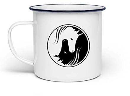 Ideal for unicorn yin and yang fans – enamel mug. - White - One size
