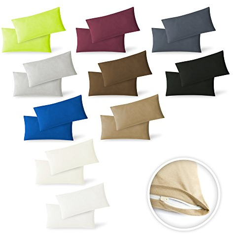 EXKLUSIV HEIMTEXTIL Kissenbezug Hülle Doppelpack mit Reißverschluss 40 x 60 cm Jersey Silber