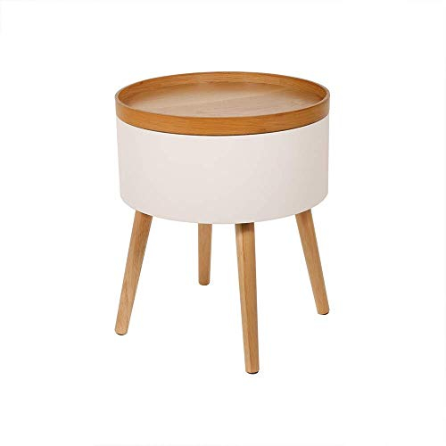 HOME DECO FACTORY Table D'Appoint Coffre Rond Blanc