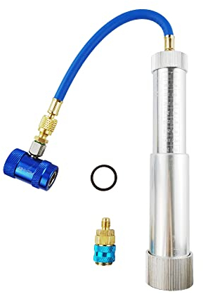 Wisepick Injecteur de Colorant Huile pour compresseur R1234yf avec système de couplage Rapide, système R-134a, échelle 1/4 SAE, Ligne Rechargeable, vis de Serrage à la Main de 2 OZ