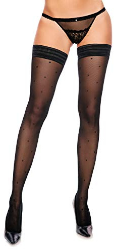 GLAMORY Dotty30 Hold-up Thigh Highs Black L