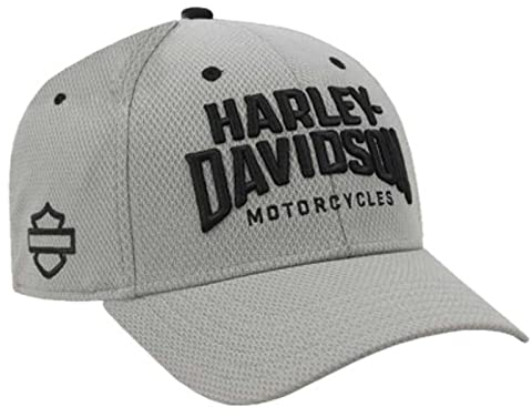 Harley-Davidson Baseballkappe für Herren, bestickt, athletisch, gebogen, verstellbar, Grau, Grau, Einheitsgröße