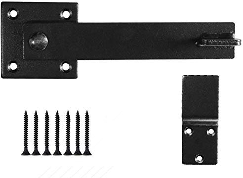 5.5 Fence Gate Latch Barn Door Flip Hardware Farm Lock Heavy Duty Wrought Iron, Matte Black