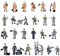 POFET 25pcs 1:87 Figuren Gemalte Figuren Miniaturen von Eisenbahnarbeitern mit Eimer und Leiter