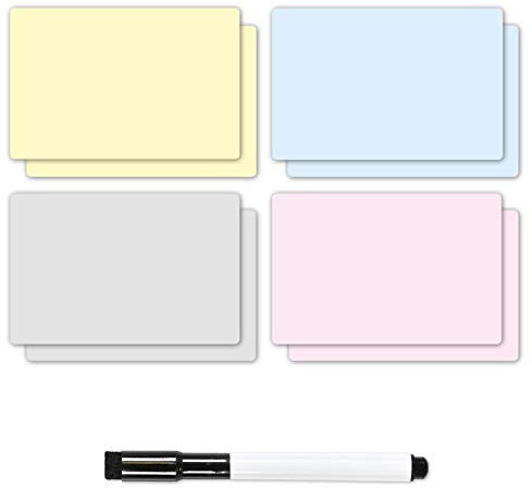 TMS Magnetische Haftnotizen, Mini-Whiteboard-Etiketten und trocken abwischbarer Marker, ideal für Agile, Scrum, Kanban oder Lean, kleine MagNotes (Pastellfarben, 95 x 145 mm)