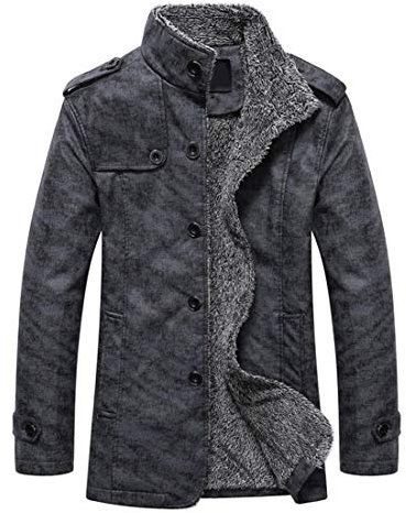 PPPPA Wintermantel Herren Mantel Slim Fit Lang Wollmantel Business Trenchcoat Schwarz Stehkragen Herren Winter Mantel Warm Kurz Slim Fit Winterjacke Business Kurzmantel Slim Fit Herrenmantel