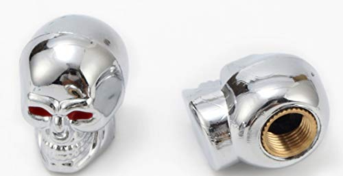 Shop of Wonder 2X Ventilkappen Totenkopf Ventil Kappen in Chrom Autoventil