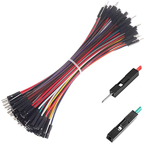 Premium Breadboard Jumper Wires Male to Male Male to Female Female to Female Square Head 0.1'' 24AWG 10 Colors 100-Pack by Hellotronics (15CM, MMx40 + MFx40 + FFx40)