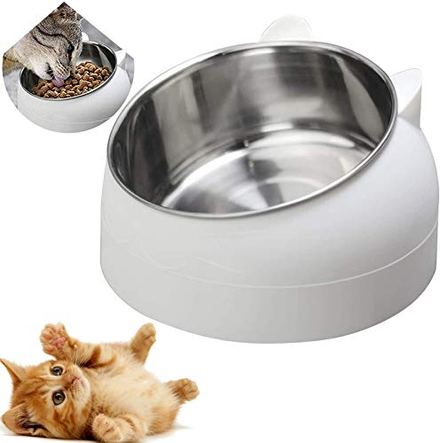 Gamelle Inclinée pour Chat et Chien en Acier Inoxydable - Bol Antidérapant pour Chiots, Hamsters, Lapins et Petits Animaux