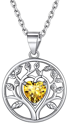 November Birthstone Pendant Tree of Life Necklace For Women 925 Sterling Silver Birth Stone Jewelry