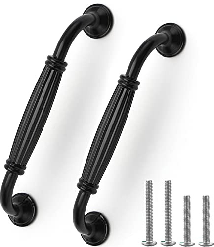 Kyrio 12 Stück schwarze Schranktürgriffe, europäisches Aluminium, Schranktürgriffe, mattschwarze Schubladengriffe, lange Bogenform, Zuggriffe für Küche, Schlafzimmer, Möbel (12, Lochmitte, 96 mm)
