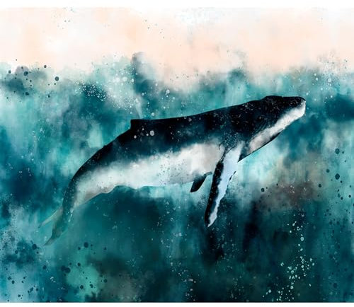 decomonkey - Papier Peint Panoramique Poisson Ozean 350x256 cm - Décoration murale – Tapisserie pour chambre salon - Bébé d'âge préscolaire couleurs de la nature tendances poisson océan mer