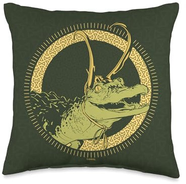 Marvel Alligator Loki with Golden Horns Throw Pillow, 16x16, Multicolor