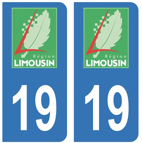 HADEXIA - Adhesivo para placa de matrícula, coche, departamento 19 Corrèze antiguo, región limusina