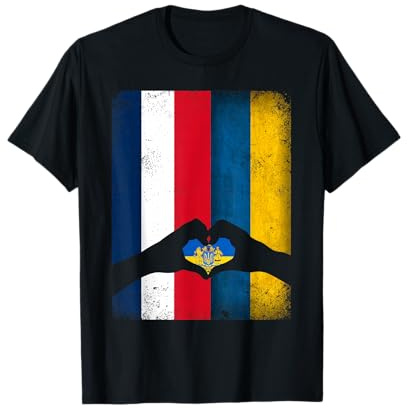 Maillot de soutien drapeau de la France ukrainienne amant fierté ukraine FR T-Shirt