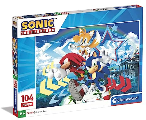Clementoni - 27267 - Supercolor Puzzle - Sonic - 104 Pieces Age 6+, Jigsaw Puzzle For Kids , Puzzle Cartoon, Made In Italy