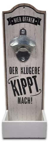 BUSDUGA 4095 Wand-Flaschenöffner - Metallöffner Kronkorkensammler Wandobjekt, 30x10x6,5cm (weiß)