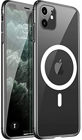 Gudoorla Magnetisch für iPhone 11 Hülle [Kompatibel mit MagSafe] [Nie Vergilbung] Stoßfeste Schutzhülle (Militärschutz) Dünne Handyhülle iPhone 11 Case- Durchsichtig