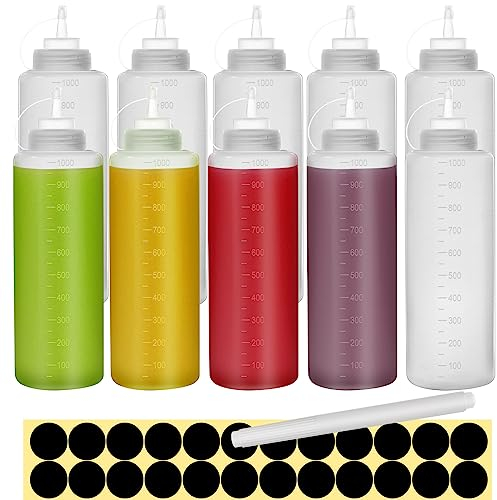 Happybase Lot de 10 bouteilles de sauce en plastique pour condiments, ketchup, sirop, sauce barbecue, moutarde, vinaigrette