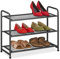 Relaxdays Schuhregal, 6 Paar Schuhe, HBT: 48x60x25 cm, Metall Schuhablage, schmal, 3 Ablagen, Flur Schuhgestell, schwarz