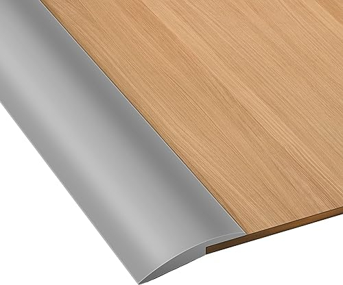 Volumoon 2 Mètres Bande de Seuil de Porte de Sol en Caoutchouc PVC, Barre de Seuil, Profilé de Transition, Bandes de Garniture de Porte de Tapis, Convient pour Une Pente de Seuil de 5 mm (Gris)