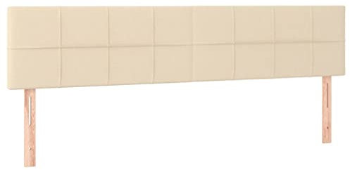 vidaXL 2X Kopfteil Polsterkopfteil Betthaupt Bettkopfteil für Bett Bettrahmen Bettgestell Schlafzimmer Bettzubehör Creme 80x5x78/88cm Stoff