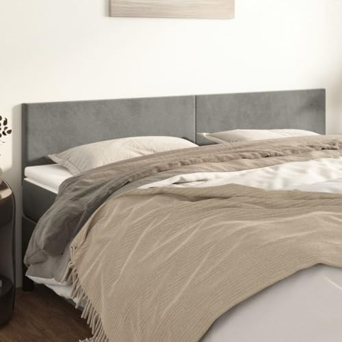 vidaXL Kopfteile 2 STK. Hellgrau 90x5x78/88 cm Samt