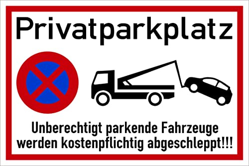 PROlac Beschriftungen Privatparkplatz Abschleppschild – 2 x Parkverbot Hinweis – Robustes PVC-Hartschaum 30 x 20 cm