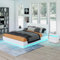 Ottoman Lift Storage Bed with LED Light, 4FT Small Double Size Bed Frame, Faux Leather Upholstered Bed Frame with Gas Lift Up Storage, for Bedroom Furniture, White