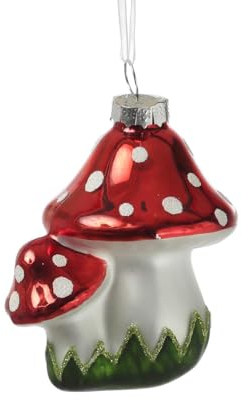 MARELIDA Weihnachtsbaumschmuck Fliegenpilze Christbaumschmuck aus Glas Baumkugel Weihnachtsdeko H: 8cm - rot, weiß