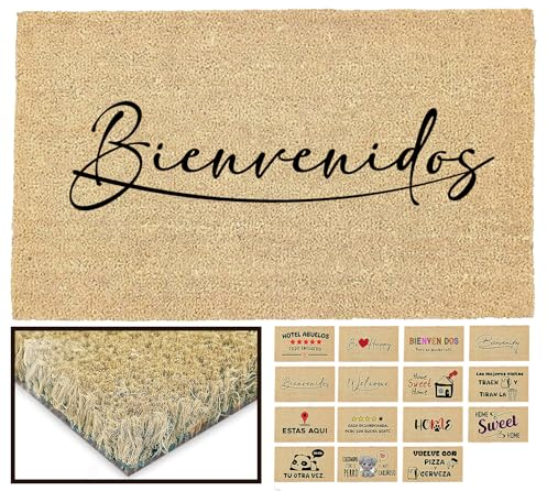 LucaHome - Felpudo Entrada casa Original y Divertido de Coco Natural - Felpudo Bienvenidos 2 33x60 - Ideal para Puertas de Exteriores Cubiertas, pasillos y entradas de hogares