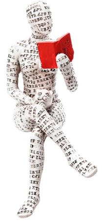 NUZAMAS Moderne lesende Frau-Statue, Zellstoff, Bücher, Figur, Denker-Statue, Heimdekoration, abstrakte Charaktere, Dekoration für Wohnzimmer, Büro, Schlafzimmer, Tisch, Schreibtisch (sitzend)