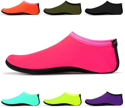 Chaussettes d'eau – Chaussures d'eau unisexes, chaussettes de yoga d'intérieur, pieds nus, plage, surf, plongée, pantoufles de piscine pour enfants et adultes Rouge Taille UE 39-41 SWA15RYXL