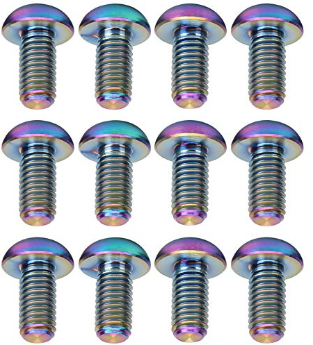 POENVFPO Fahrrad-Scheibenbremsrotorschrauben aus Titanlegierung, Leicht, Langlebig, mit Präzisionsgewinde, 8er-Pack mit Edelstahl-Halteschrauben (Colorful)
