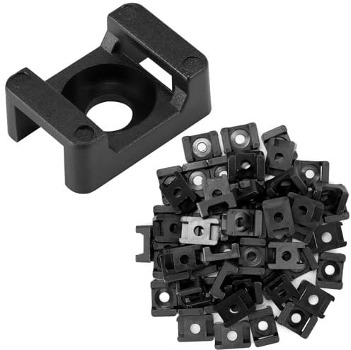 QWORK® 200 Piezas Soporte para Bridas de Cables para Bridas de Cables de 9 mm - Organizador de Cables con Orificio para Tornillos