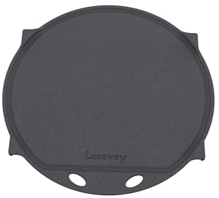 LUNA WAY CAST IRON - Plaque en fonte double émaillée noire | ronde Ø30,2 cm | Pour barbecue cheminée foyer et feu vivant | Pieds réglables | Compatible avec Weber et similaires