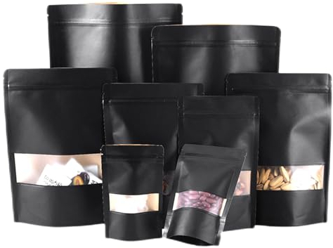 ZAMISS 50 Stück Standbeutel mit Druckverschluss, wiederverschließbare Lebensmittelaufbewahrungsbeutel mit klarem Fenster, geruchsdichte Beutel, Folienbeutel, Standbeutel für Lebensmittel (14x20cm)