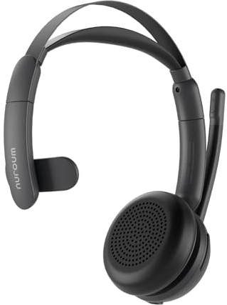 Nuroum HP31-SN Cuffie con Microfono Bluetooth, Cuffie Wireless ENC a Cancellazione di Rumore con Stazione di Ricarica, USB-A&C/Bluetooth, 45 Ore di Lavoro per Cuffie Call Center/Lavoro/Camion/Chiamate