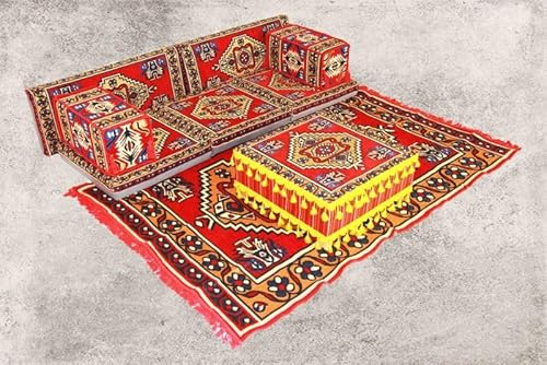 Orientalische sitzecke, Sark Kösesi, Arabia majlis Traditionelles arabisches Bodensofa, ethnisches Bodensofa, marokkanische Bodenkissen, jordanisches irakisches Wohnzimmer, Gartensofa