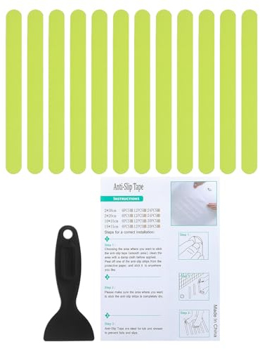 PATIKIL 12Pcs 7.87x0.79 Pegatinas Antideslizantes de Color Verde Claro | para Ducha de Seguridad, con Adhesivos Raspadores, para Bañera Ducha Suelo, Pegatinas Antideslizantes, para Bañera