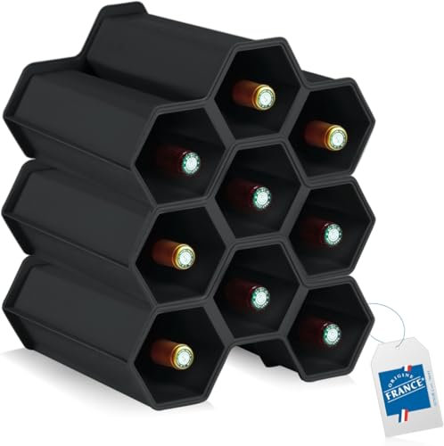 Stimo Weinregal für 9 Flaschen stapelbar Flaschenregal Kunststoff Getränkeregal erweiterbar (3)