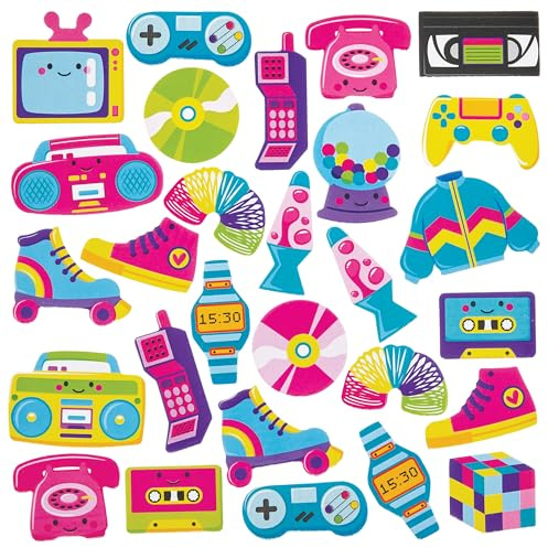 Baker Ross FN569 Retro Foam Stickers - Pack of 120, Stickers for Kids Arts and Crafts