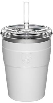 KeepCup Thermal Cold Cup - Insulated Stainless Steel Reusable Coffee Cup with Lid and Straw - 12oz/340ml - 12oz/340ml - White