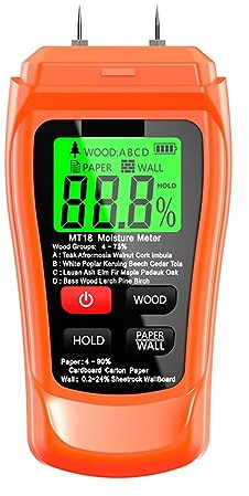 Moisture Meter MT-18 Grey 0-99.9% Two Pins Digital Wood Moisture Meter Paper Humidity Tester Wall Hygrometer Timber Damp Detector(Nero)